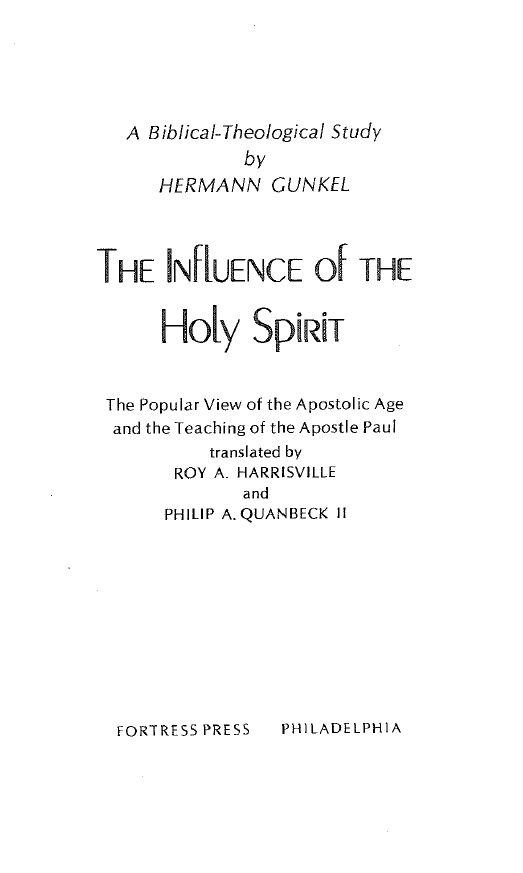 THE INFLUENCE OF THE HOLY SPIRIT