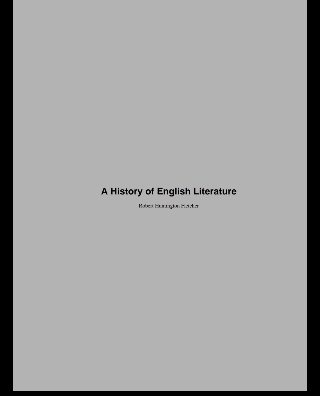 A history of English literature